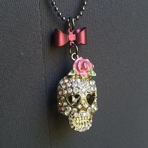 Betsey Johnson crystal sugar skull necklace